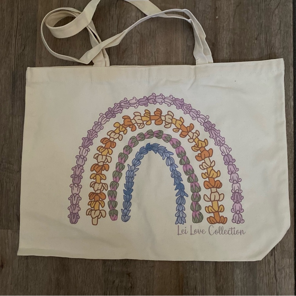 Canvas Hawaiian Lei Rainbow Tote